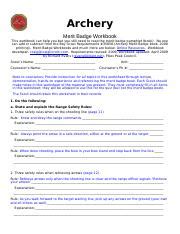 Archery Merit Badge Worksheet Answers