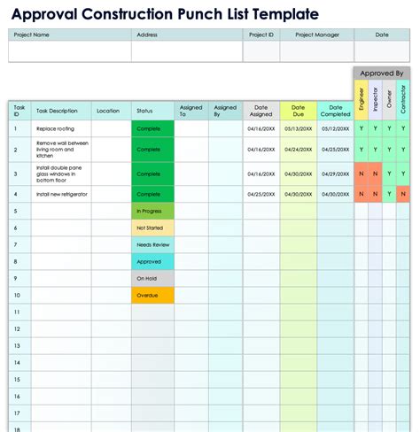 Architectural Punch List Template