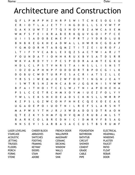 Architecture And Construction Word Search