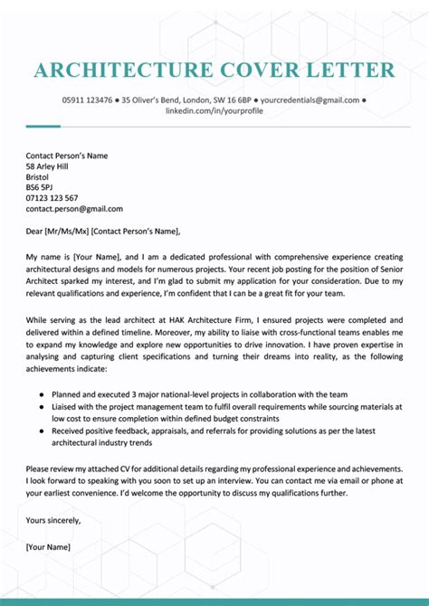 Architecture Cover Letter Examples