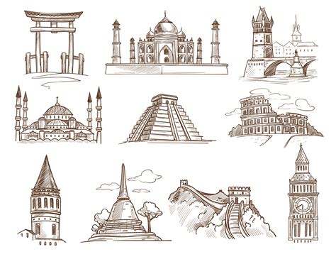 Architecture Famous Buildings Drawings
