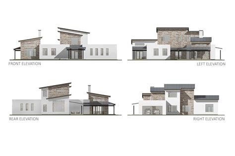 Architecture Modern House Elevation Drawing