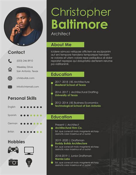 Architecture Resume Template Free