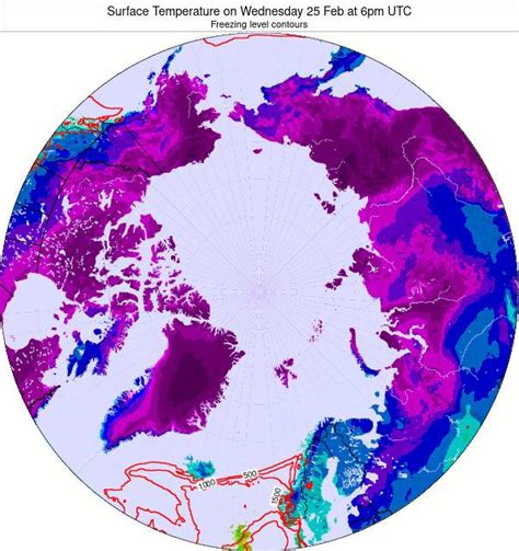 Arctic Surface Temperature on Tuesday 03 Aug at 6am UTC