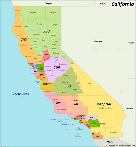 Area Codes For California Map