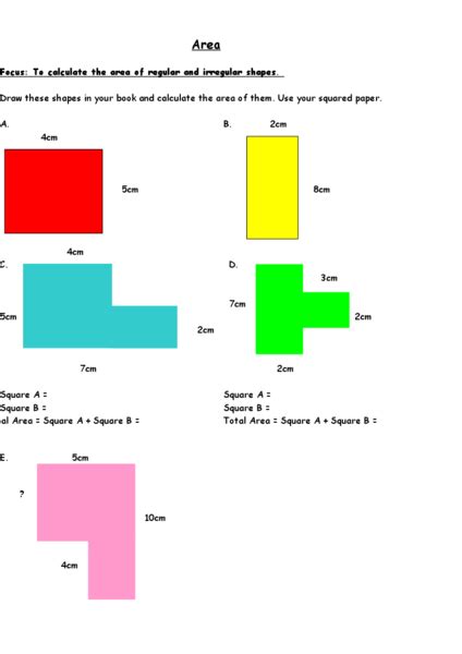 Area Of Combined Shapes Worksheet