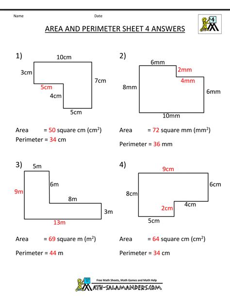 Area And Perimeter Worksheets With Answers