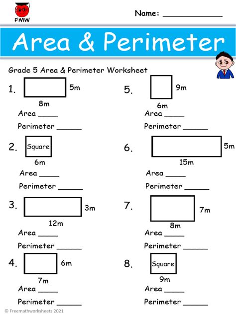 Unlock Your Child's Math Skills with These Engaging Area and Perimeter Worksheets for Grade 5!
