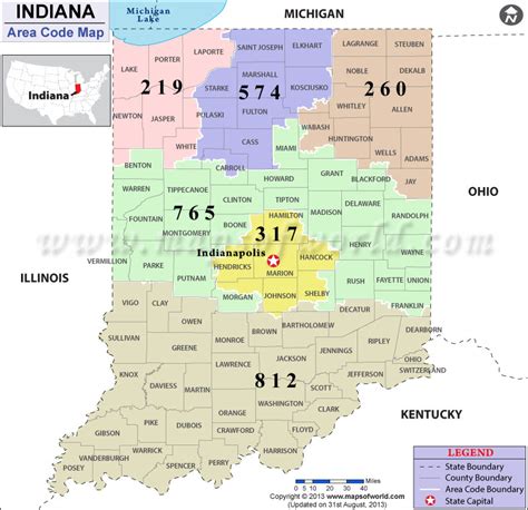 32 Indiana Area Codes Map Maps Database Source