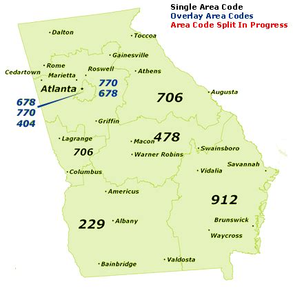 Area Code Map Georgia