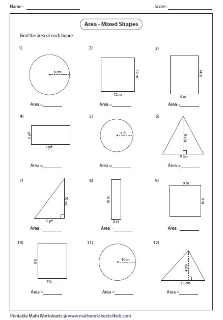 Area Of Basic Shapes Worksheet