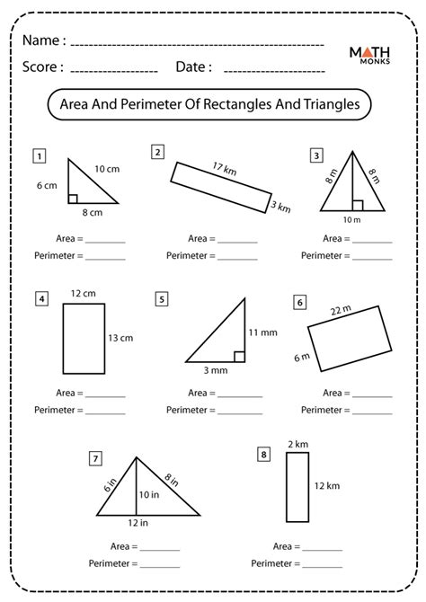 Area Of Rectangles And Triangles Worksheet