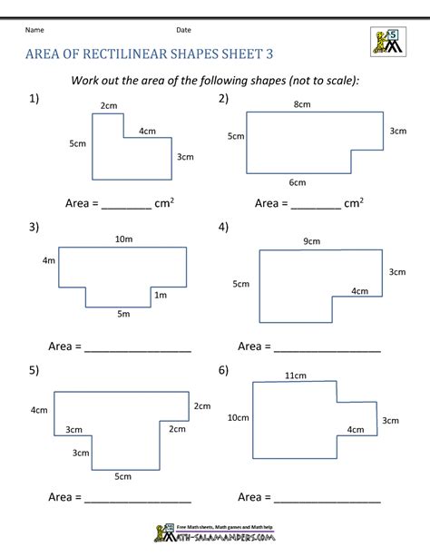Area Of Rectilinear Shapes Worksheets
