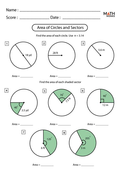 Area Of Sector Of Circle Worksheet
