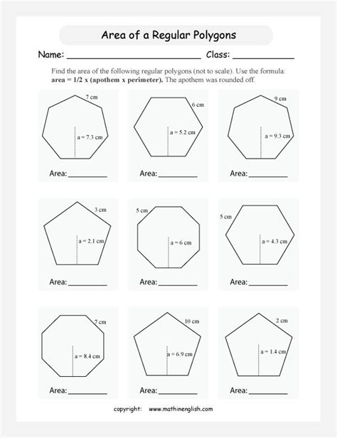 Areas Of Regular Polygons Worksheet Answers