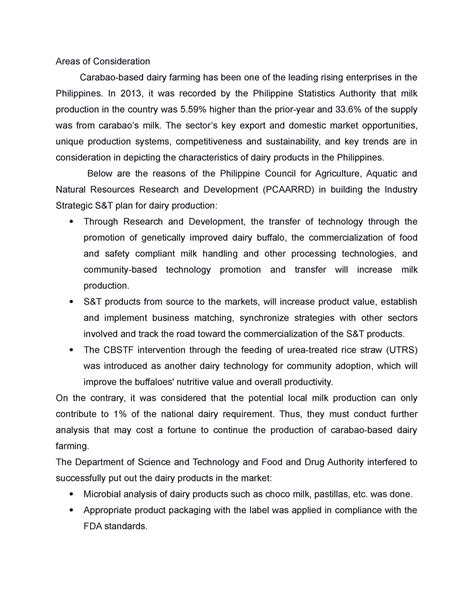 Areas of Consideration