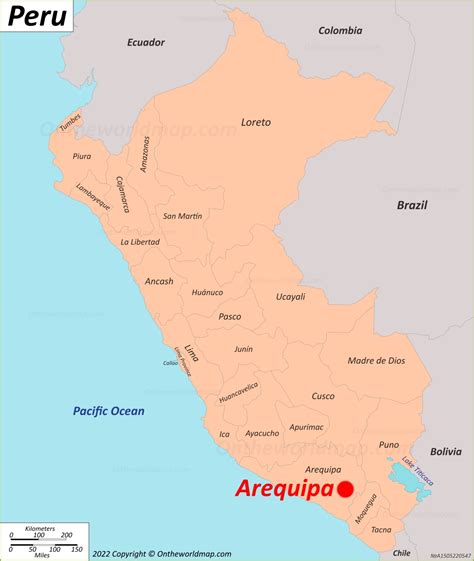 Arequipa Region Watercolor Map Of Peru In Front Of A White Background