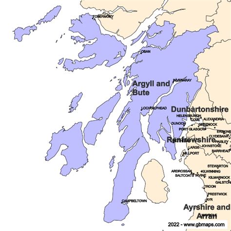 'COUNTIES OF ARGYLL & BUTE.' by W. H. Lizars c.1893 Welland Antique Maps