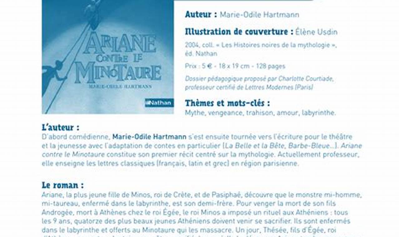 Ariane Contre Le Minotaure Résumé Chapitre 1