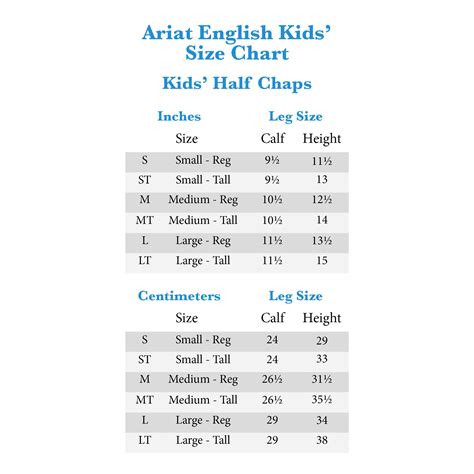 Ariat Youth Jacket Size Chart