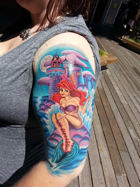 Ariel Tattoo Disney watercolor tattoo, Arm tattoos