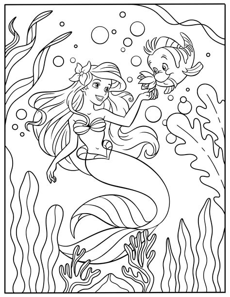 Princesse Ariel in the sea coloring pages for girls printable free