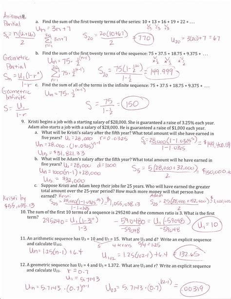 Arithmetic And Geometric Sequences Worksheet With Answers