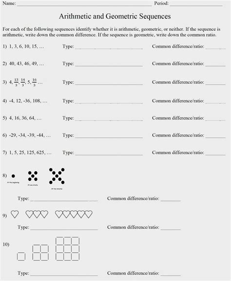 Arithmetic Sequence And Geometric Sequence Worksheet