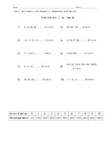Arithmetic and Geometric Sequences and Series 7th Grade Worksheet