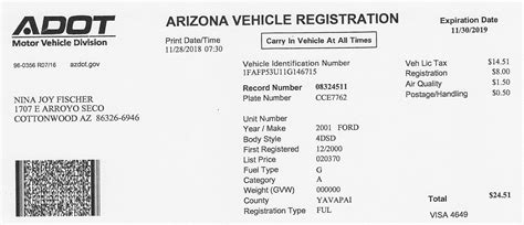 Arizona DMV registration