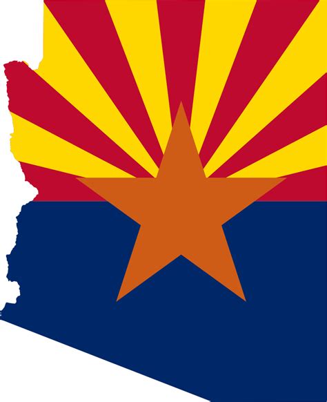 Map of Arizona in the Arizona Flag Colors Stock Photo Image of star