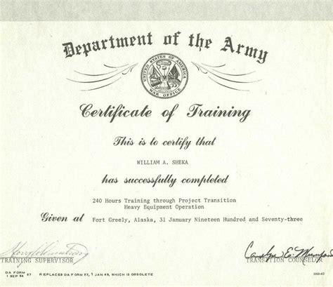 Army Training Certificate Calep.midnightpig.co for Army Certificate
