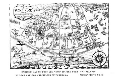 Map of Fort Ord Army Base Monterey California circa 1950 Round Beach