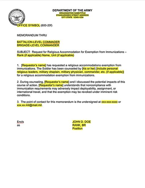 Army Religious Accommodation Memo