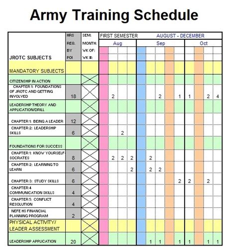 Army Training Calendar