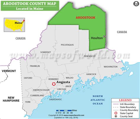 Physical Map of Aroostook County
