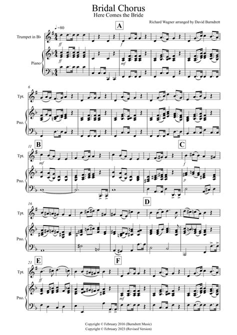 Arrangements of Here Comes the Bride for Trumpet
