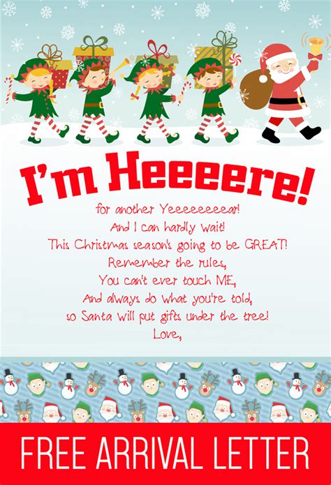 Arrival Letter From Elf On The Shelf Printable