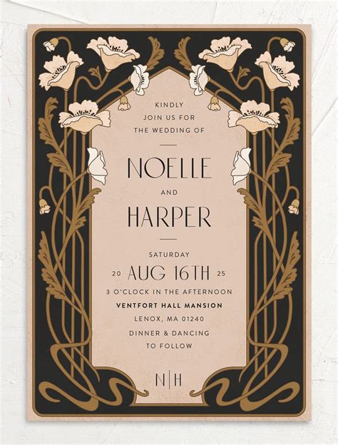 Beautiful Art Nouveau Wedding Invitations