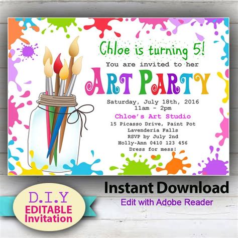 Invite and Delight Painting Party Paint party invitations, Party