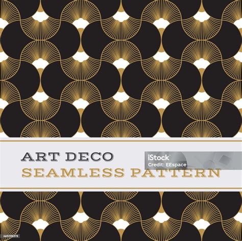 Art Deco Pola Mulus Hitam Putih Dan Warna Emas 05 Ilustrasi Stok