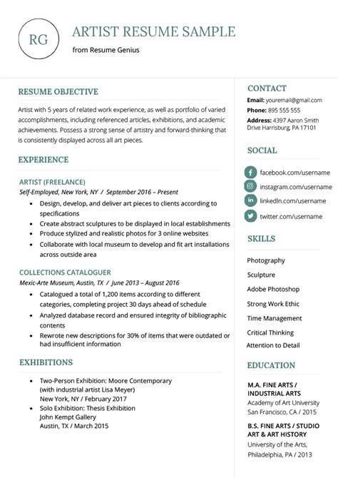 Artist Resume Sample