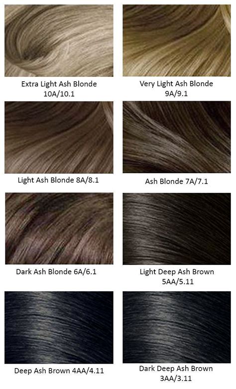Ash Hair Colour Chart
