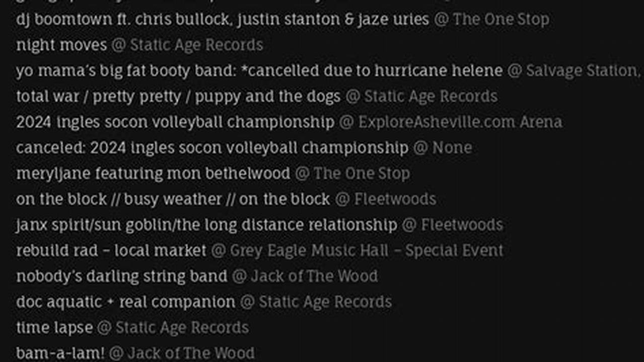 Asheville Concerts October 2024