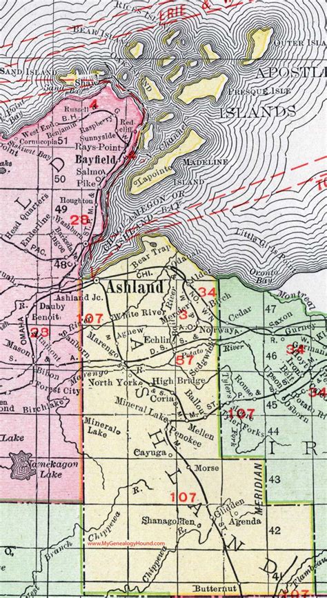 Ashland County Map, Wisconsin