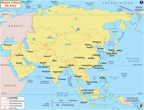 Asia large detailed political map with relief, all capitals and major
