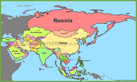 Map of Asia Guide of the World