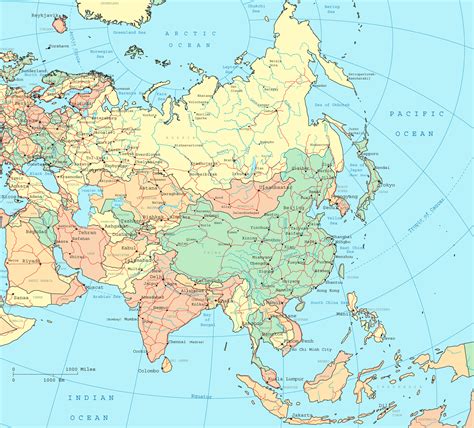 Detailed political map of Asia with all capitals. Asia detailed