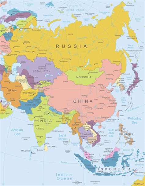 Detailed political map of Asia with all capitals. Asia detailed