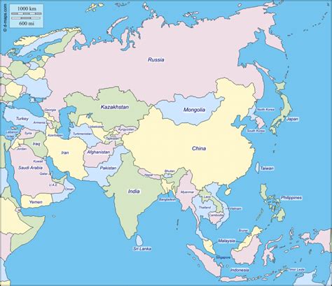 Blank map of Asia